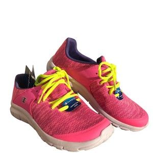 New Girls Size 5 Champion Pink Memory Foam Sneakers NWT Athletic Lace Up Shoes